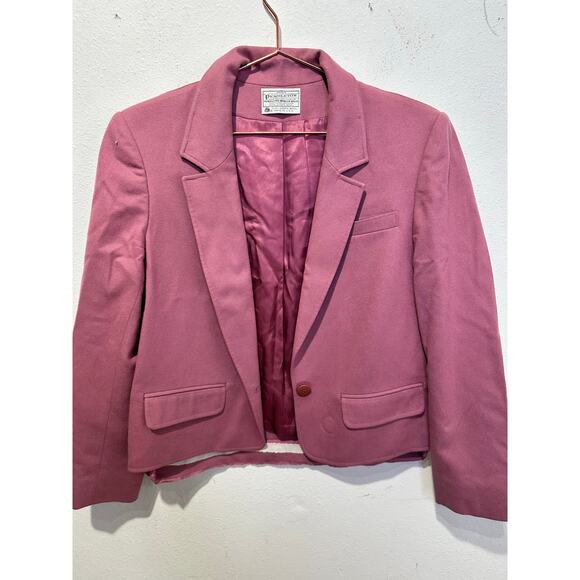 VINTAGE PENDLETON Women's Pink Rose Virgin Wool Tweed Blazer Jacket Size 12 - Picture 7 of 9
